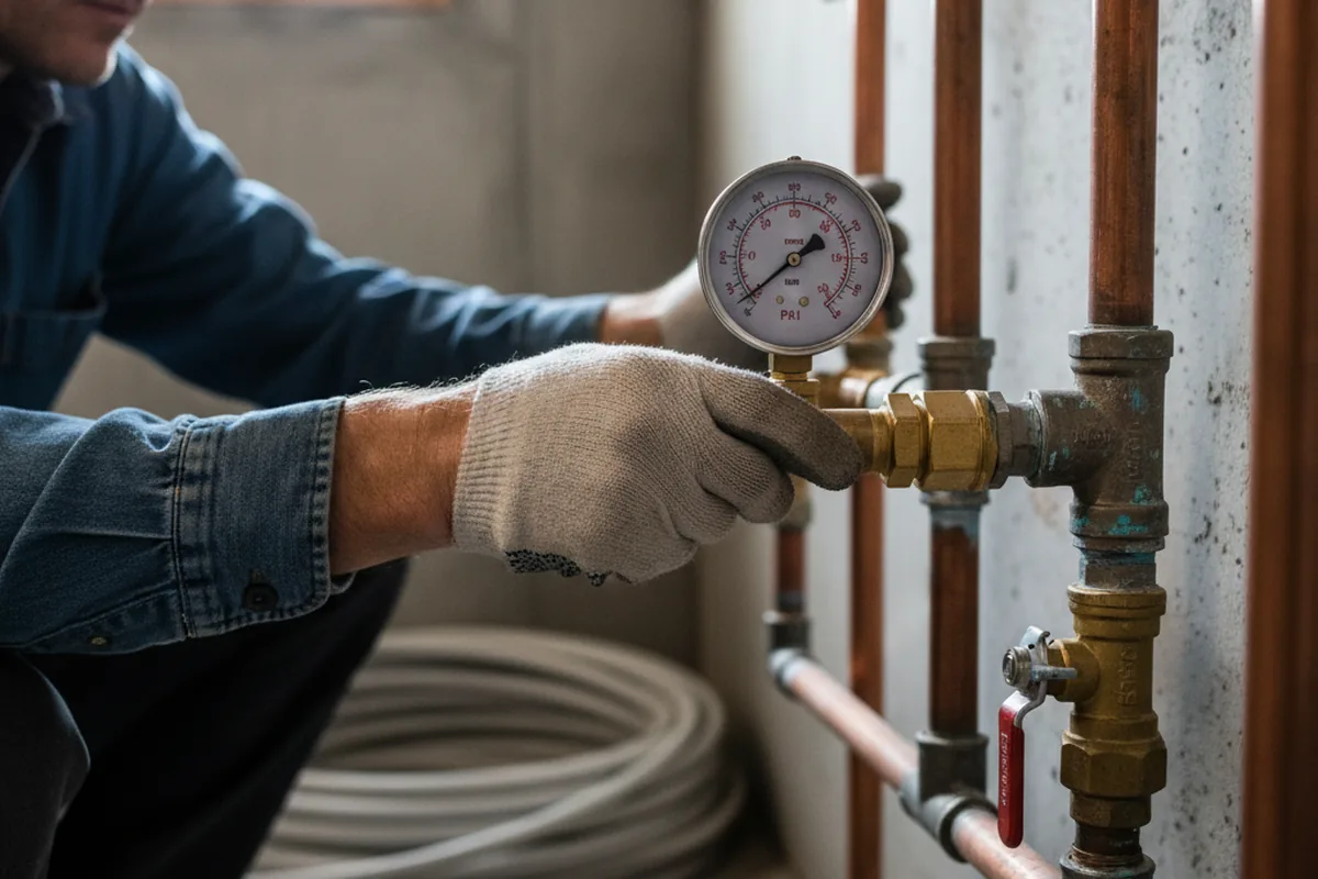 Pressure testing a repaired line during Water Line Repair in Johnsburg